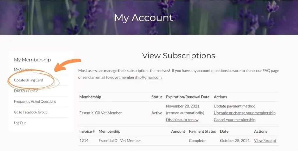 Update Billing Card